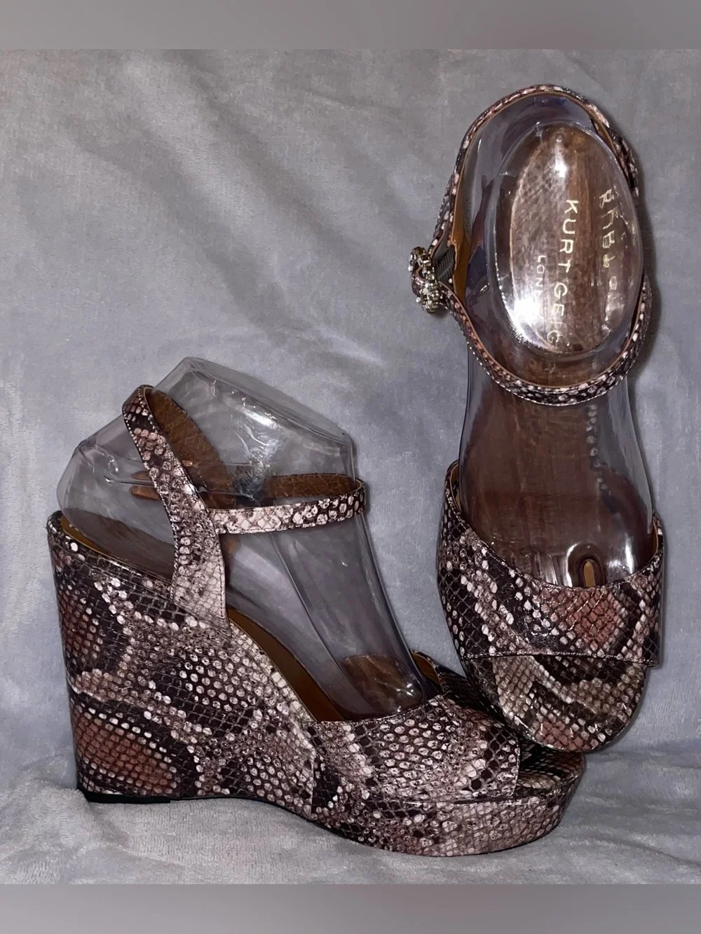 Kurt Geiger London Women Size 41 / US 10 Snake Platform Wedge Sandals Rhinestone
